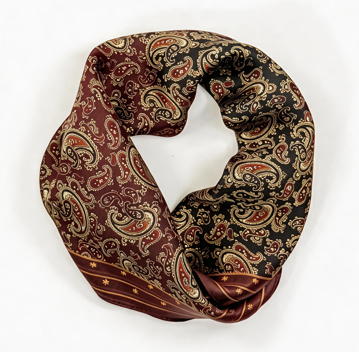 Edles Seiden-Carré mit dunkelbraunem Vintage-Paisley-Muster