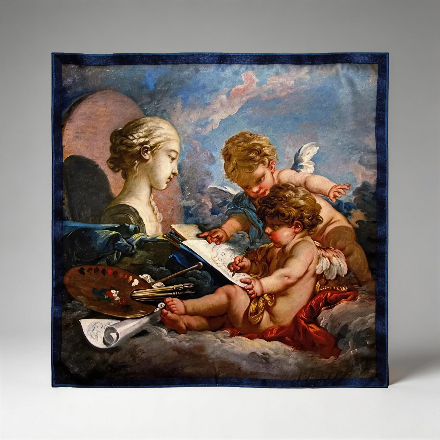Seidentuch aus der Ölmalerei-Serie mit Motiv aus François Boucher „Die Zeichenschule“