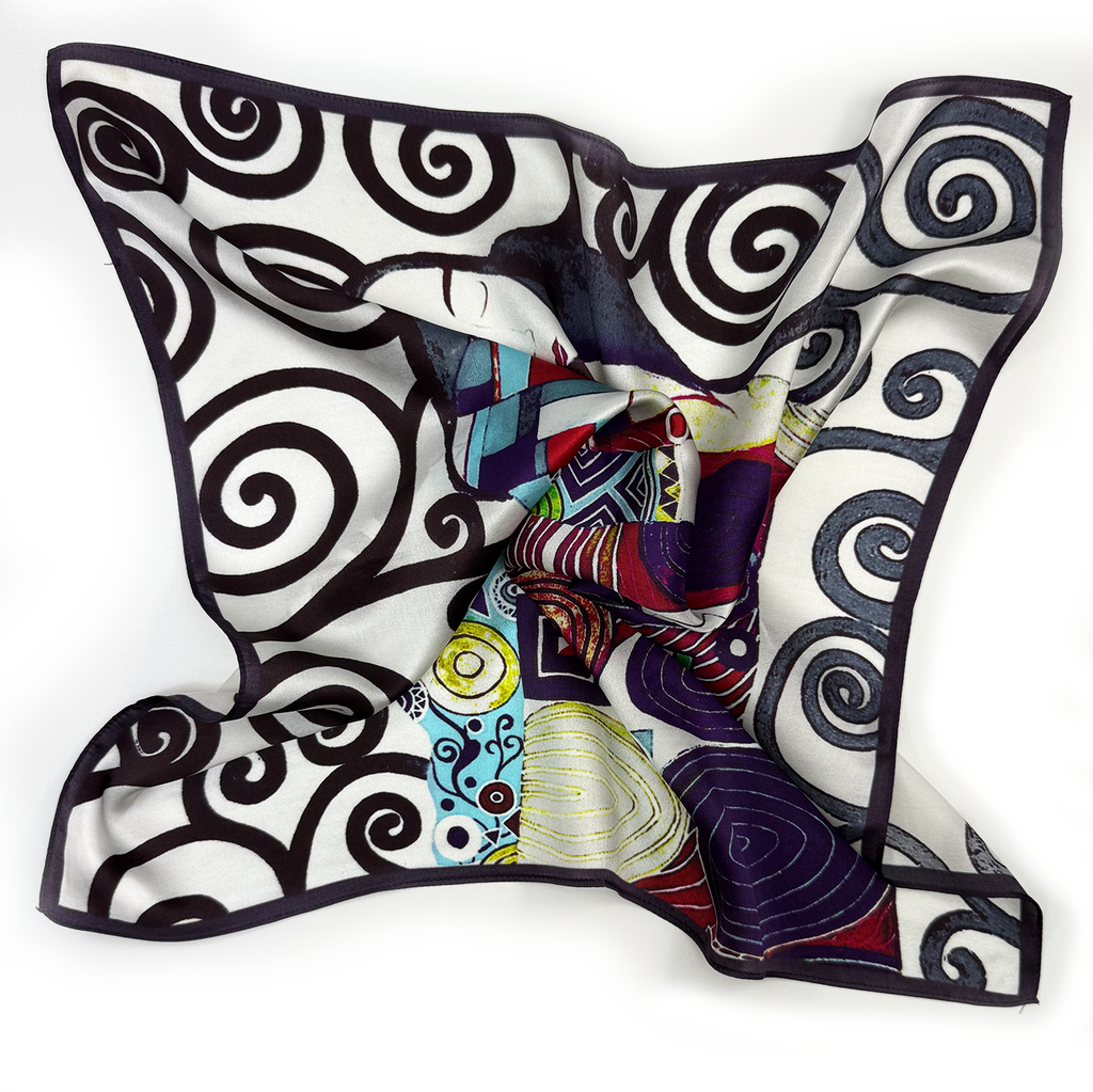 Ölgemälde-Seidenquadrat mit Motiv „Erfüllung“ von Gustav Klimt