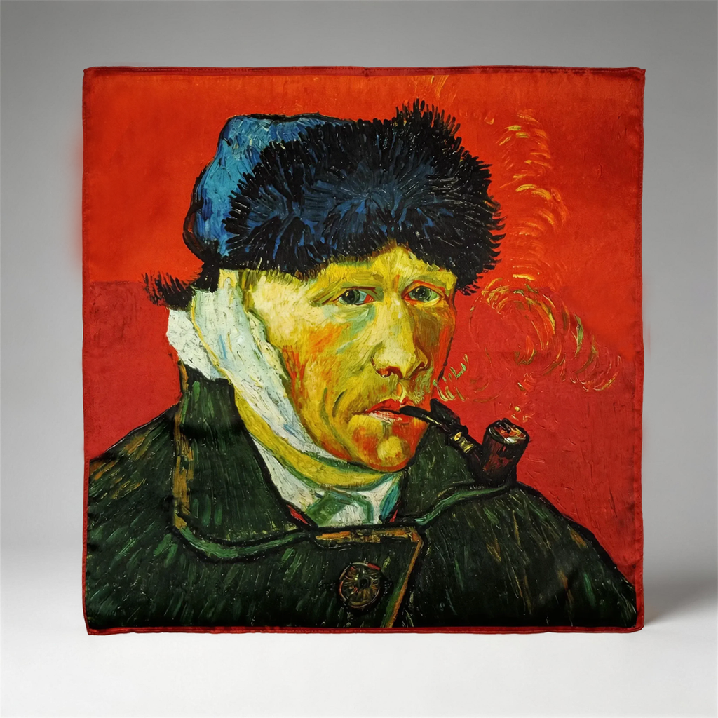 Seidentuch aus der Ölmalerei-Serie mit Motiv aus Vincent van Gogh „Selbstbildnis mit verbundenem Ohr“