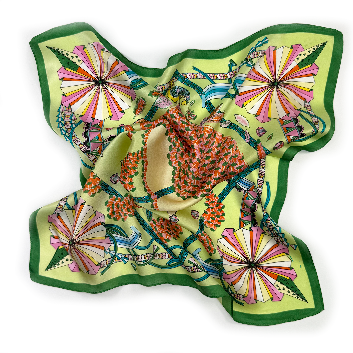 Künstlerisches Seidentuch mit geometrischem Fantasie-Schirm-Motiv
