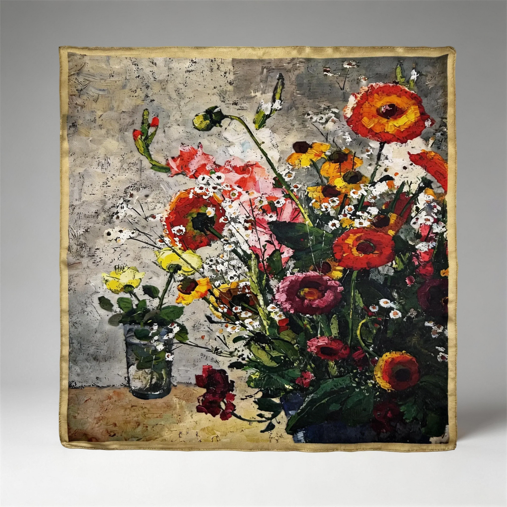 Künstlerisches Seidentuch mit impressionistischem Blumenmuster