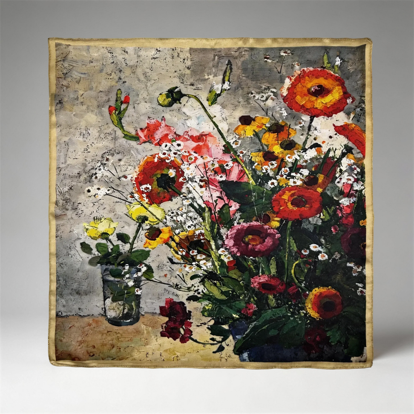 Künstlerisches Seidentuch mit impressionistischem Blumenmuster