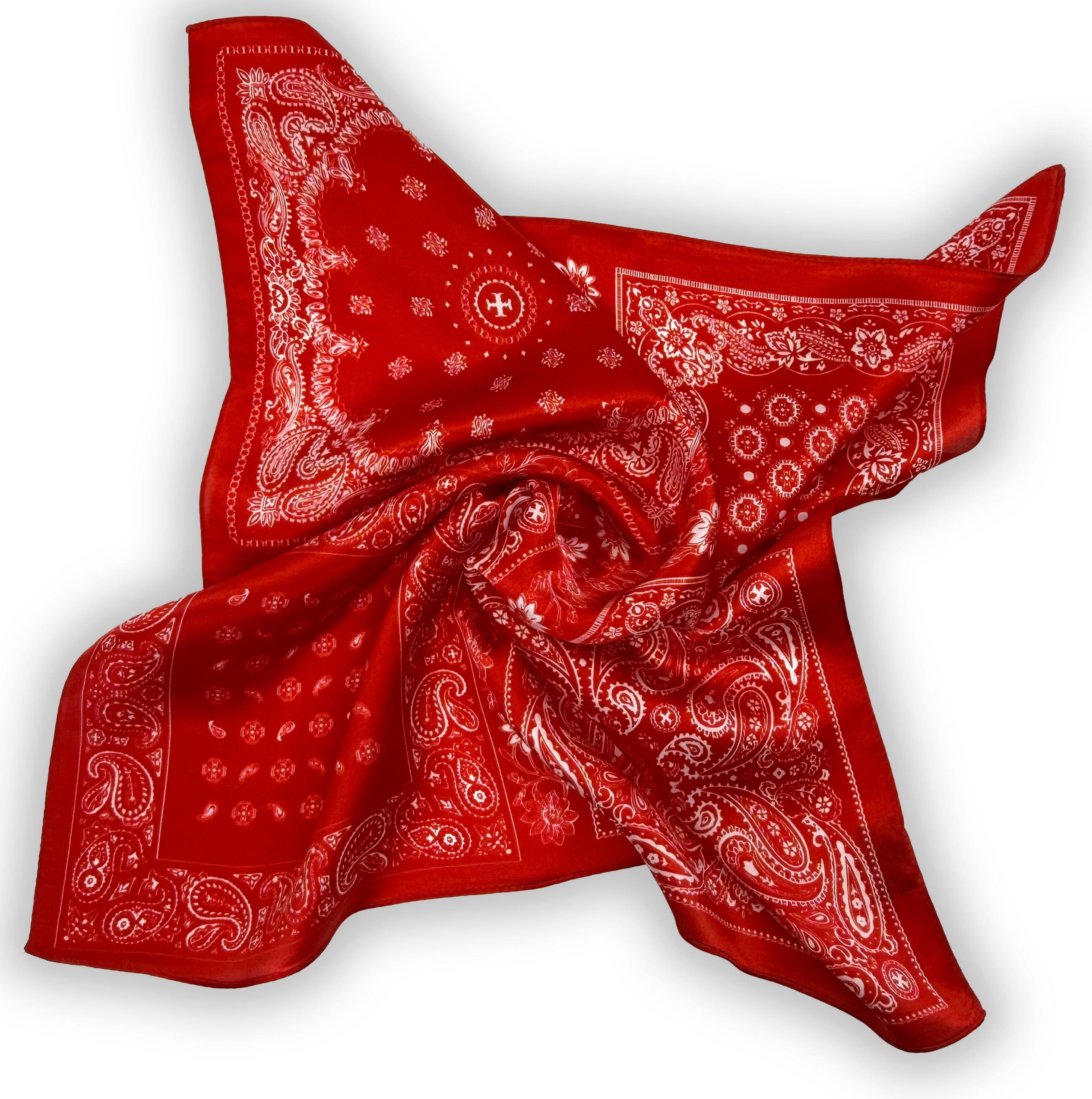 Rotes Seiden-Carré mit klassischem Retro-Paisley-Muster