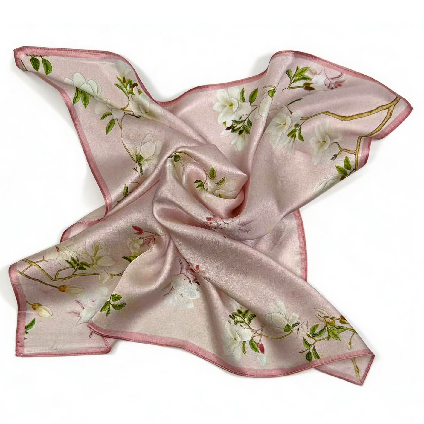 Elegantes Seidentuch mit zartem Magnolien-Motiv