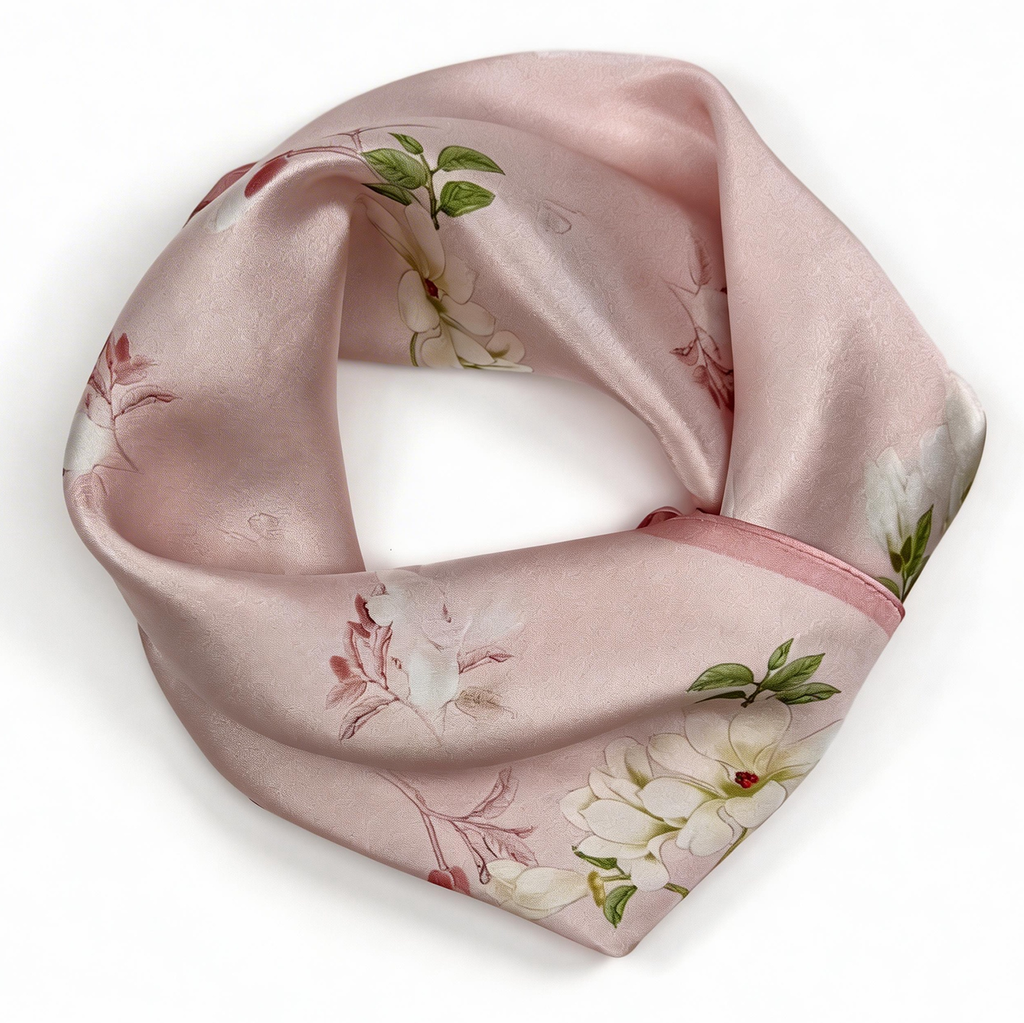 Elegantes Seidentuch mit zartem Magnolien-Motiv