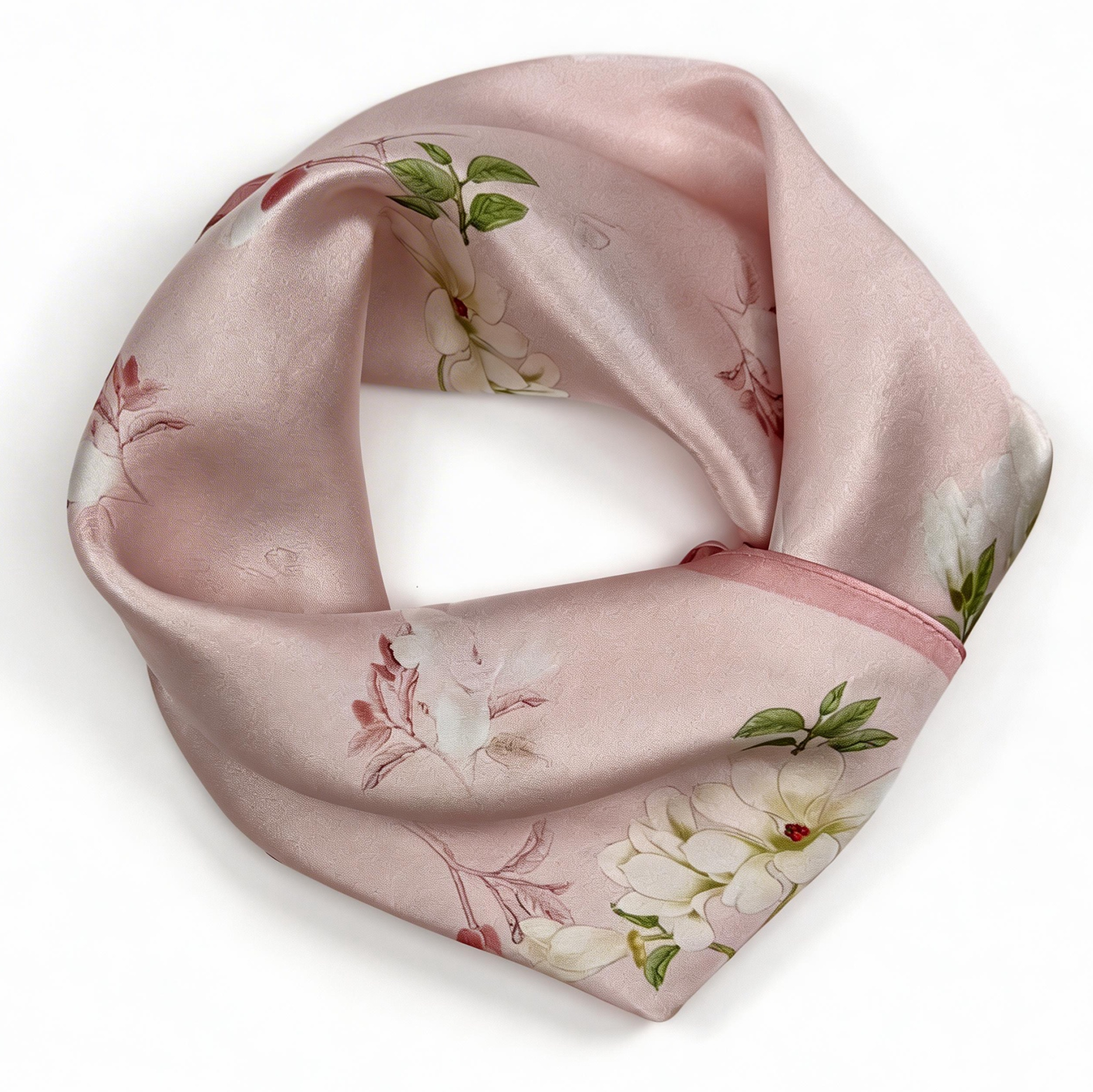 Elegantes Seidentuch mit zartem Magnolien-Motiv