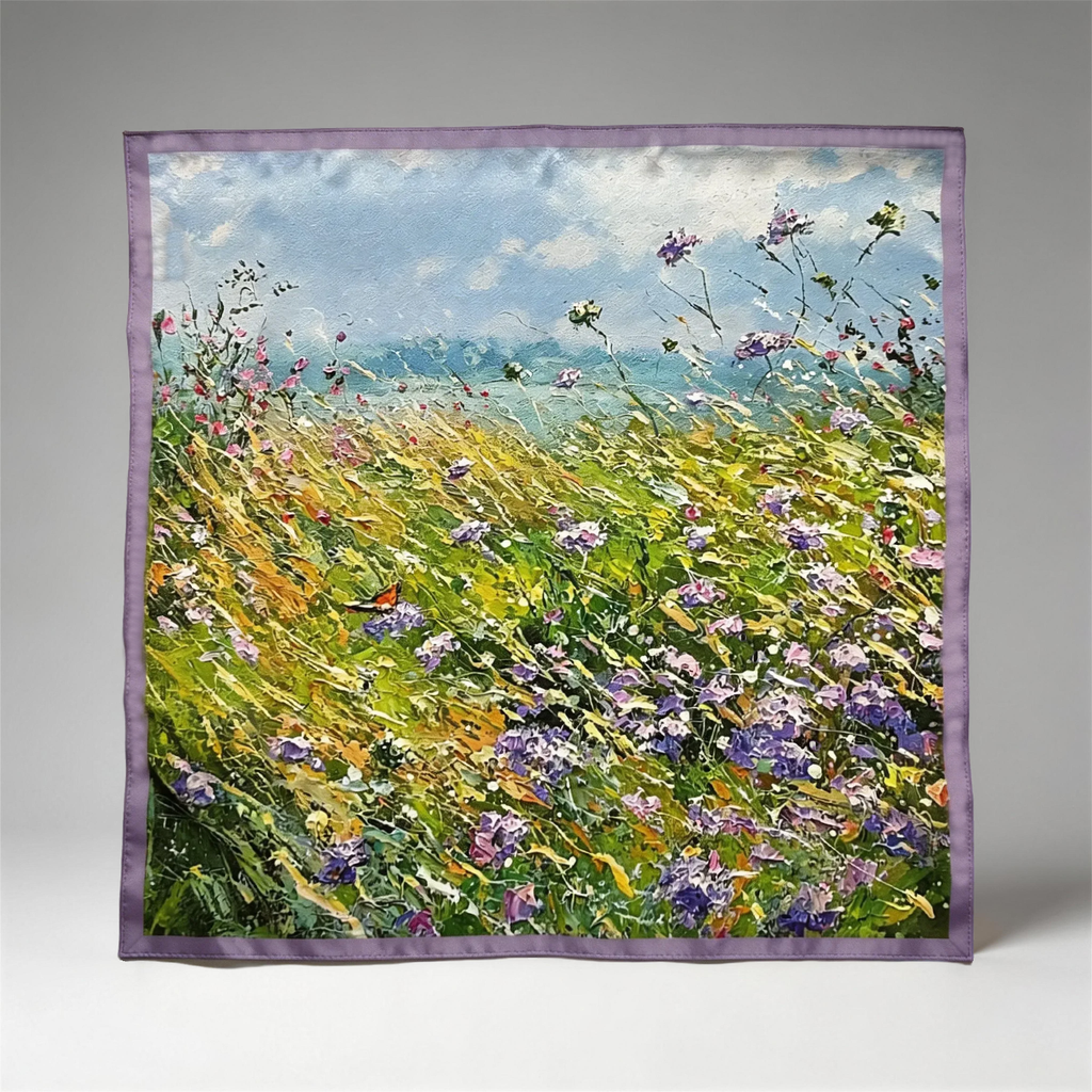 Seiden-Carré der Ölgemälde-Serie: Monets Mohnfeld bei Vétheuil