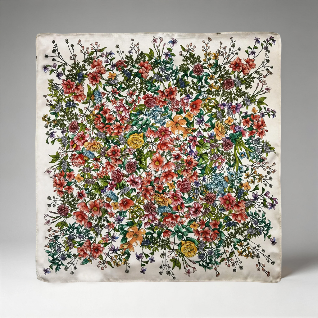 Elegantes Seidenquadrat mit Vintage-Blumenmuster